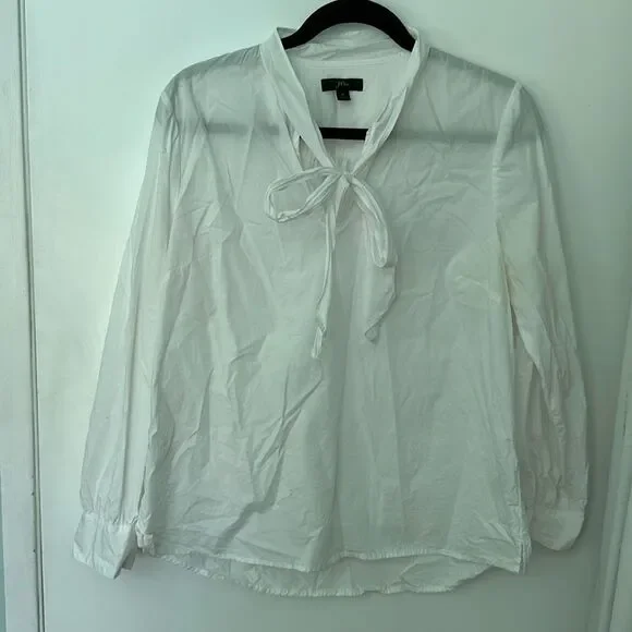 J.Crew 100% Cotton Tie Neck Top - Picture 3 of 5